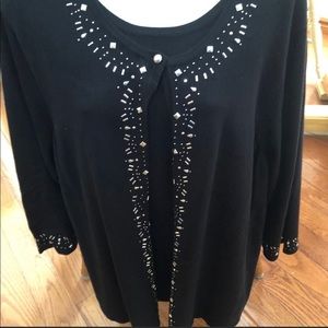 Tan Jay XL Black Embellished Cardigan Sweater Fooler
